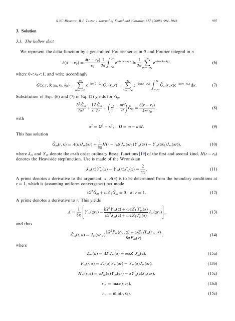 An analytic Green's function for a lined circular duct containing ...