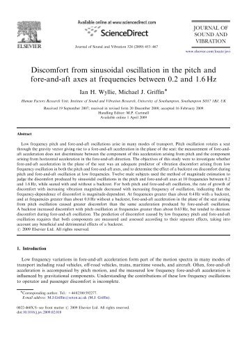 Discomfort from sinusoidal oscillation in the pitch and fore-and-aft ...