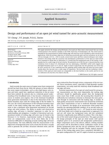 Design and performance of an open jet wind tunnel for aero ...