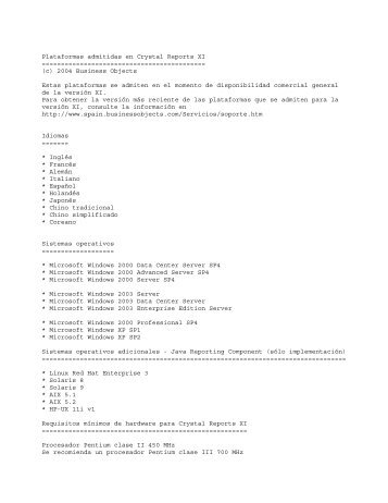 Plataformas admitidas en Crystal Reports XI - SAP Developer Network