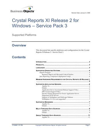Crystal Reports XI Release 2 for Windows – Service Pack 3