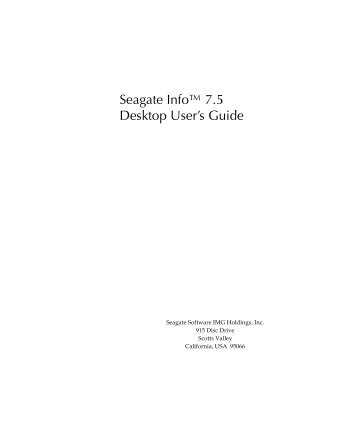 Seagate Info™ 7.5 Desktop User's Guide