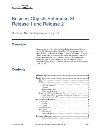 BusinessObjects Enterprise XI Release 1 and Release 2