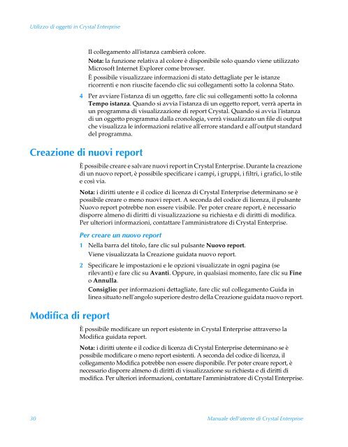 Manuale dell'utente di Crystal Enterprise