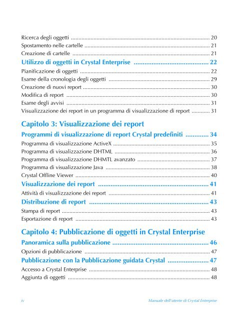 Manuale dell'utente di Crystal Enterprise