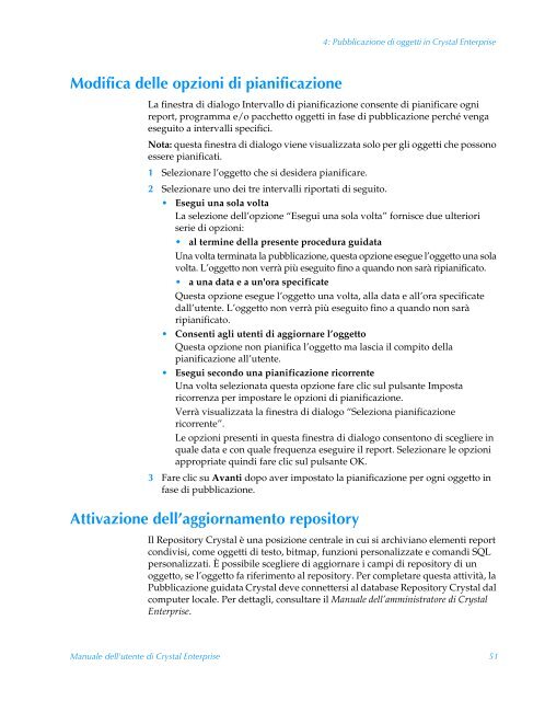 Manuale dell'utente di Crystal Enterprise