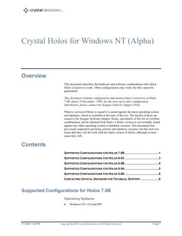 Crystal Holos for Windows NT (Alpha)