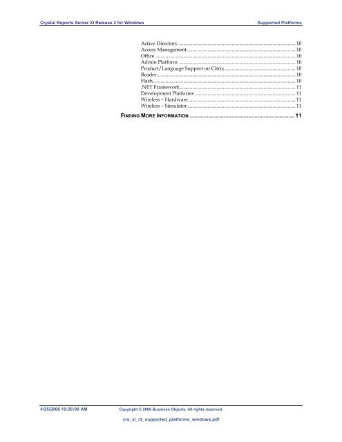 BusinessObjects Enterprise XI Release 2 for Windows