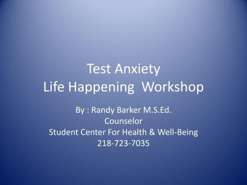 Test Anxiety Life Happening Workshop
