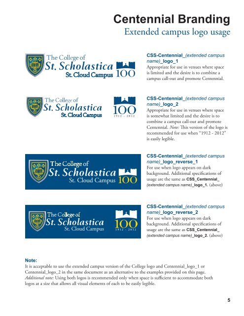 Centennial Branding Guidelines - The College of St. Scholastica