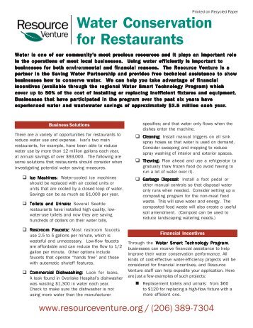 Water Conservation for Restaurants - Resource Venture