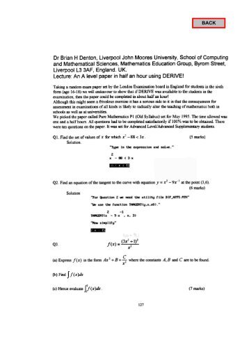 Dr Brian H Denton, Liverpool John Moores University, School of ...