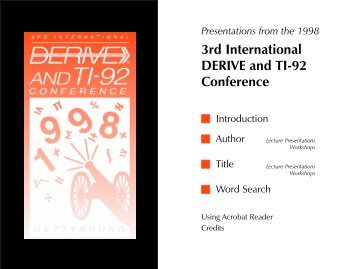 3rd International DERIVE and TI-92 Conference