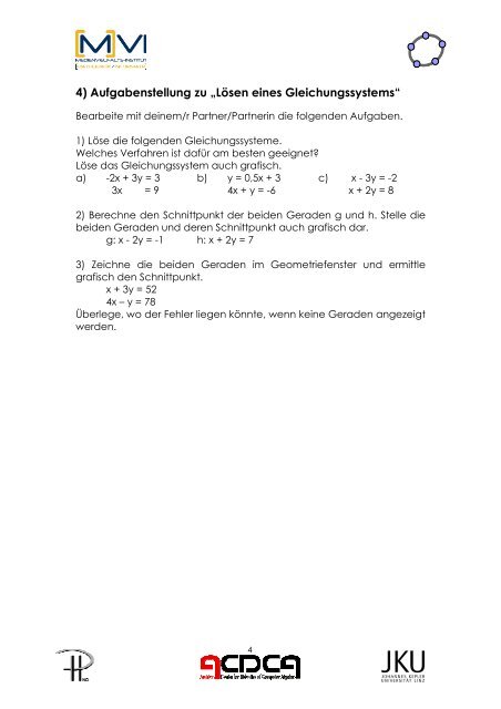 Lösen eines Gleichungssystems mit der Gleichsetzungs- methode