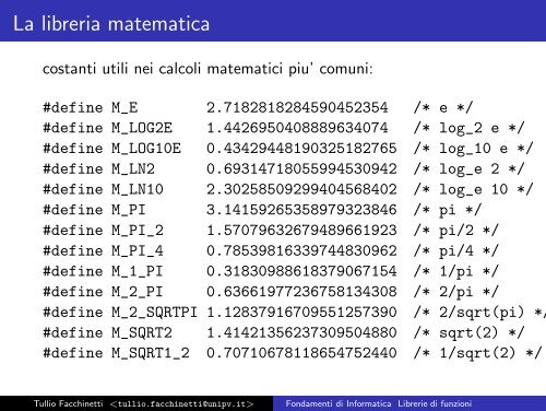 Fondamenti di Informatica Librerie di funzioni - Robotica