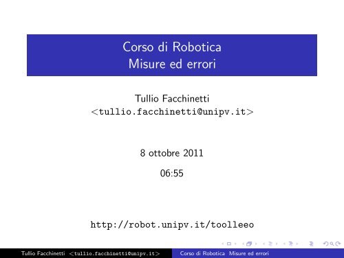 Corso di Robotica Misure ed errori