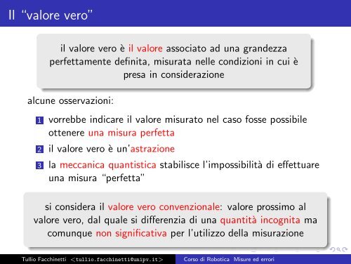 Corso di Robotica Misure ed errori