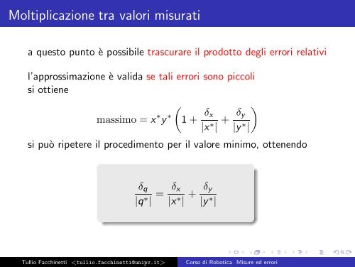 Corso di Robotica Misure ed errori