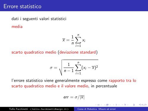 Corso di Robotica Misure ed errori