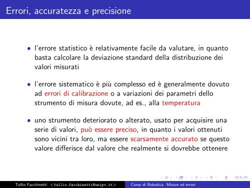 Corso di Robotica Misure ed errori