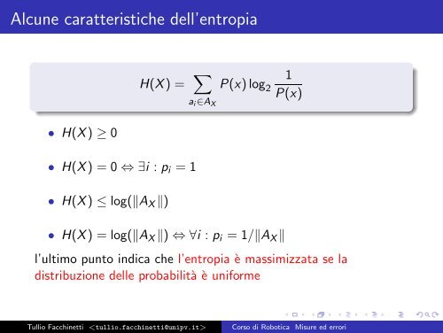 Corso di Robotica Misure ed errori