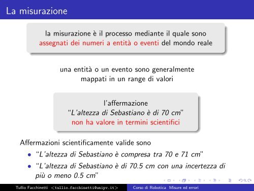 Corso di Robotica Misure ed errori