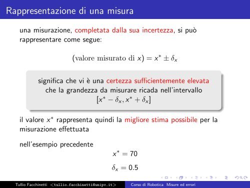 Corso di Robotica Misure ed errori