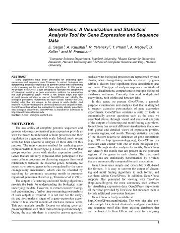 GeneXPress: A Visualization and Statistical Analysis Tool for Gene ...