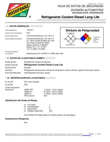 Refrigerante Coolant Diesel Long Life - Roshfrans
