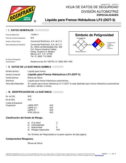 Líquido para Frenos Hidráulicos LF3 (DOT-3) - Roshfrans