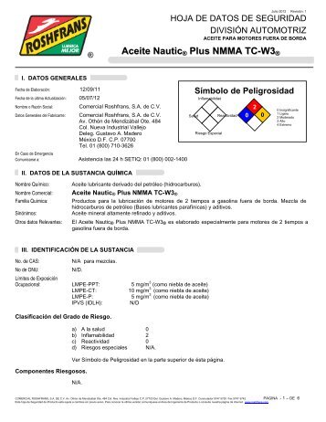 Aceite Nautic® Plus NMMA TC-W3 - Roshfrans