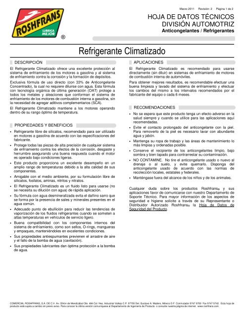 Refrigerante Climatizado - Roshfrans