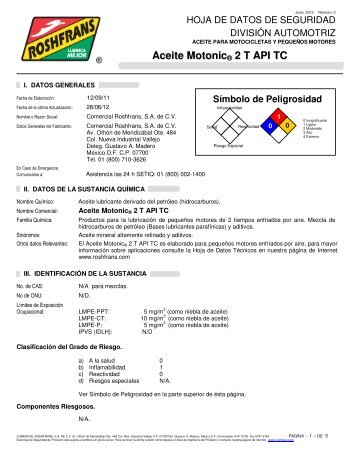 Aceite Motonic ® 2 T API TC - Roshfrans