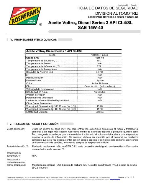 Aceite Voltro® Diesel Series 3 API CI-4/SL SAE 15W-40 - Roshfrans