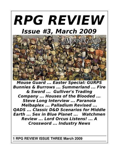 Play Mouse Guard RPG Online  Mouse Guard - The Valor of Mice