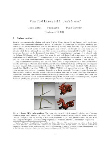 Vega FEM Library (v1.1) User's Manual - University of Southern ...