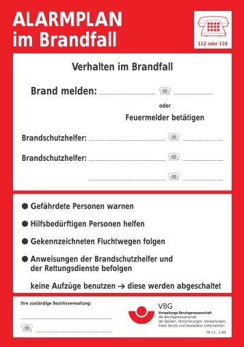 ALARMPLAN im Brandfall