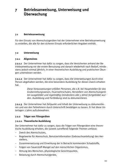 GUV-R 190 - GUV-Regel „Benutzung von Atemschutzgeräten