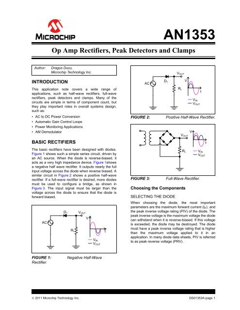 AN1353 Op Amp Rectifiers, Peak Detectors and Clamps - EEWeb