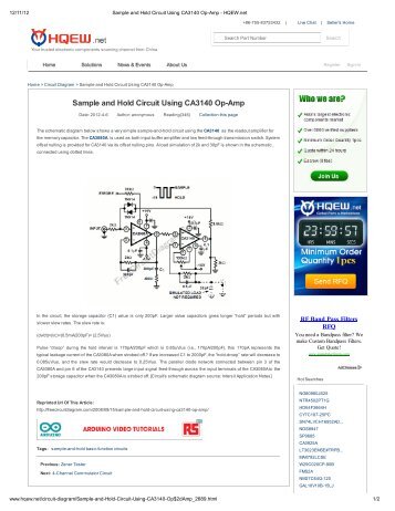 Sample and Hold Circuit Using CA3140 Op-Amp - EEWeb
