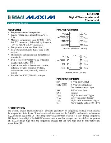 DS1620 Digital Thermometer and Thermostat