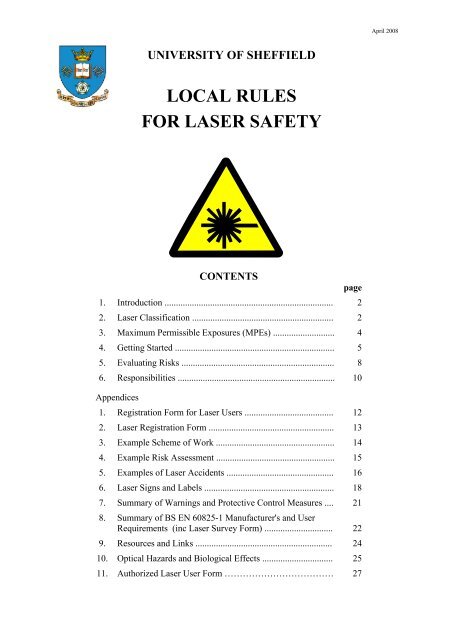 prototipo Orgulloso productos quimicos local rules for laser safety - Safety.dept.shef.ac.uk - University of ...