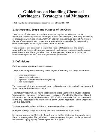 Guidelines on Handling Chemical Carcinogens, Teratogens and ...