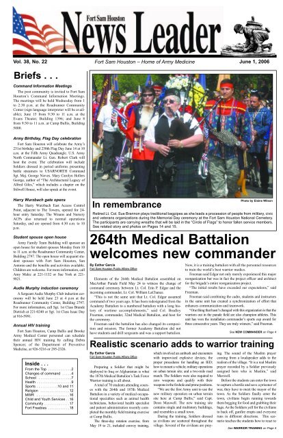 264th Medical Battalion welcomes new commander - Fort Sam ...