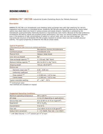 Amberlite IRC748 - Aqmos Wasseraufbereitung