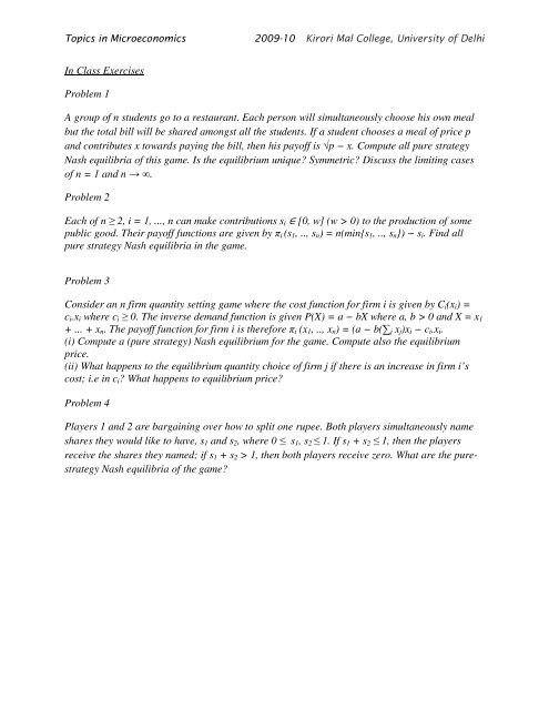 In Class Exercises Problem 1 A group of n students go to a ...