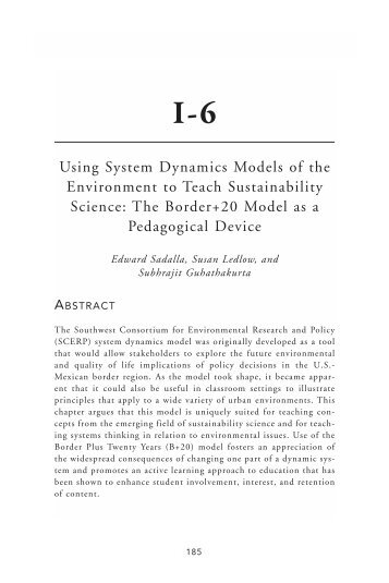 I-6. Using System Dynamics Models of the Environment to Teach ...