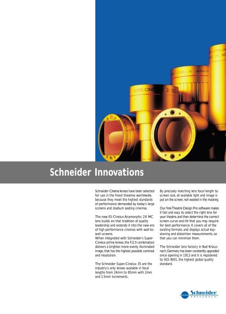 Schneider Innovations - Schneider Optics