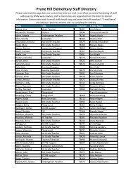 Prune Hill Elementary Staff Directory - Camas School District