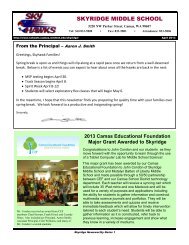 Skyridge Middle School News – April 2013 - Camas School District